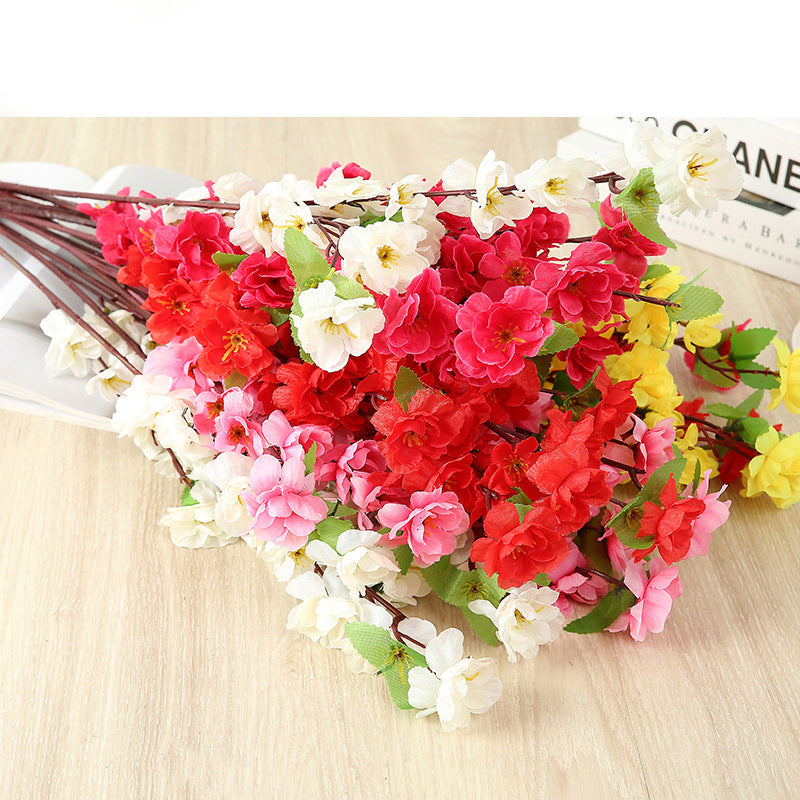 25 Inch Artificial Plum Blossom Stems Spray, 10 Pcs Faux Silk Peach Flowers