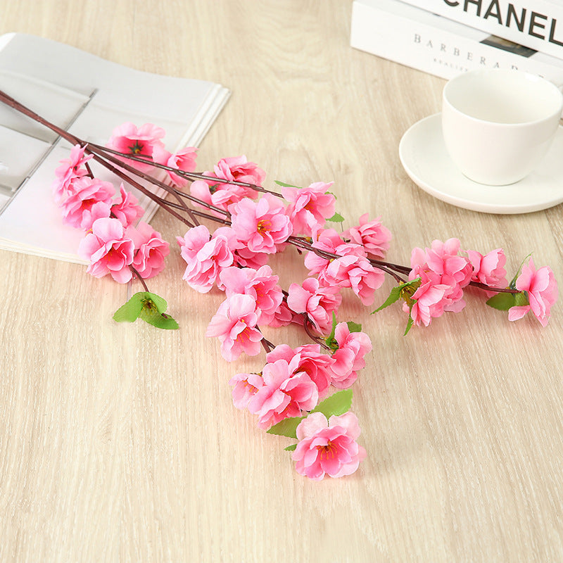 25 Inch Artificial Plum Blossom Stems Spray, 10 Pcs Faux Silk Peach Flowers