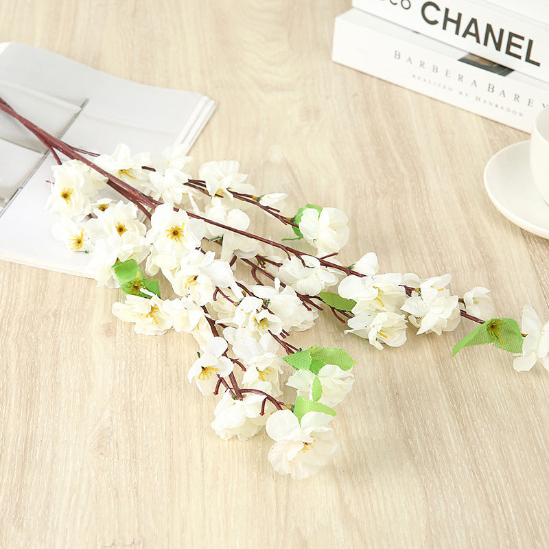 25 Inch Artificial Plum Blossom Stems Spray, 10 Pcs Faux Silk Peach Flowers
