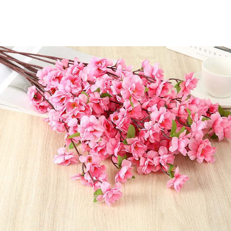 25 Inch Artificial Plum Blossom Stems Spray, 10 Pcs Faux Silk Peach Flowers