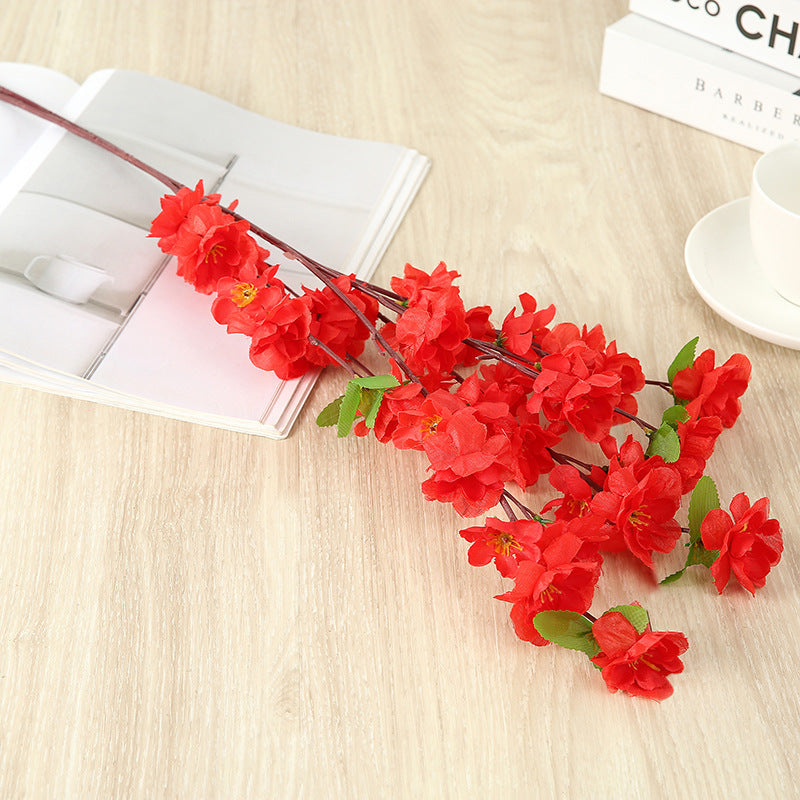 25 Inch Artificial Plum Blossom Stems Spray, 10 Pcs Faux Silk Peach Flowers