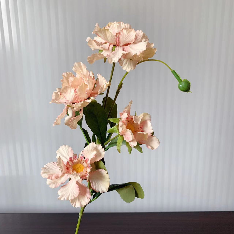 25 Inch Artificial Silk Scabiosa Stems, 4 Colors, 10 Pcs Bulk Set