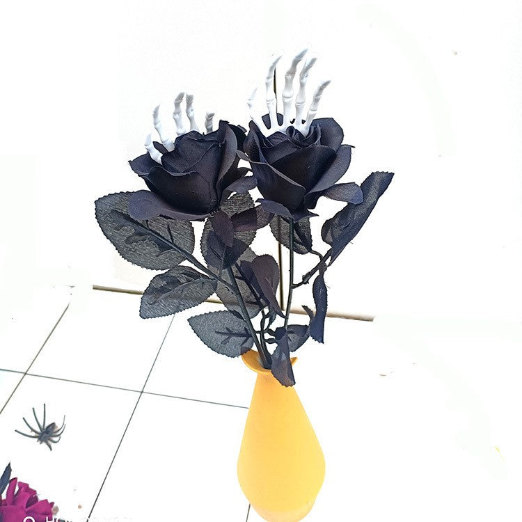 16 Inch Artificial Skeleton Spider Rose Stems, 10 Pcs Halloween Floral Stems