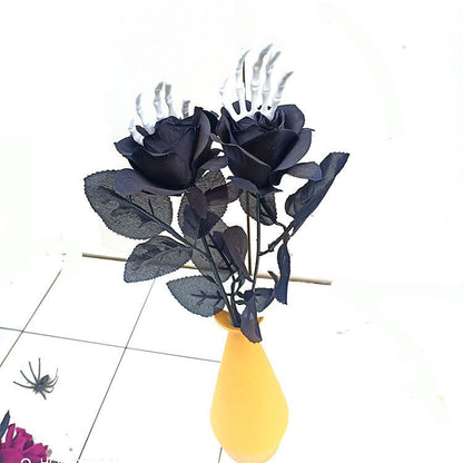 16 Inch Artificial Skeleton Spider Rose Stems, 10 Pcs Halloween Floral Stems