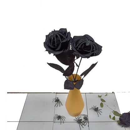 16 Inch Artificial Skeleton Spider Rose Stems, 10 Pcs Halloween Floral Stems
