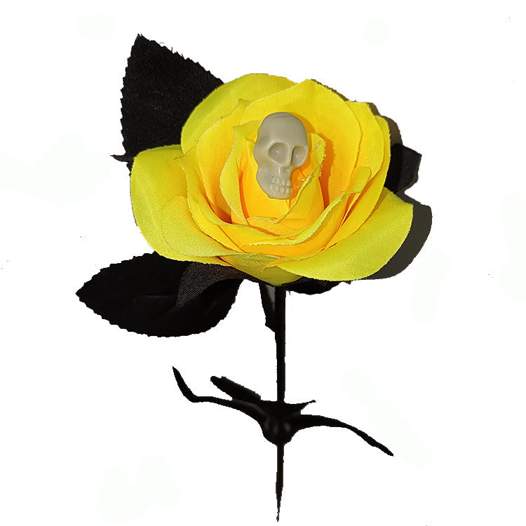 16 Inch Artificial Skeleton Spider Rose Stems, 10 Pcs Halloween Floral Stems