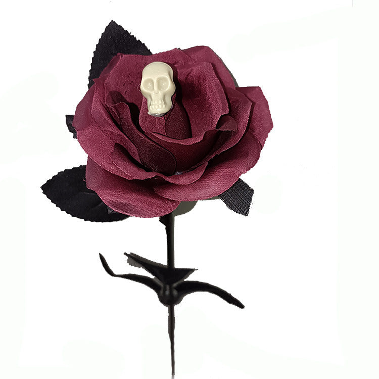 16 Inch Artificial Skeleton Spider Rose Stems, 10 Pcs Halloween Floral Stems