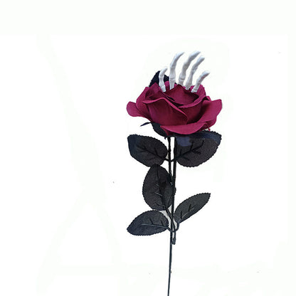 16 Inch Artificial Skeleton Spider Rose Stems, 10 Pcs Halloween Floral Stems