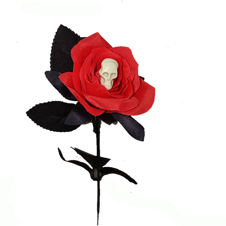 16 Inch Artificial Skeleton Spider Rose Stems, 10 Pcs Halloween Floral Stems