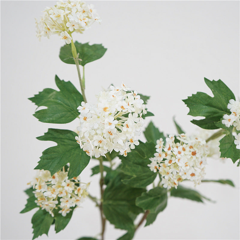 Artificial Snowball Viburnum Stem 28 Inch Faux Flower Foliage Rustic Floral Decoration