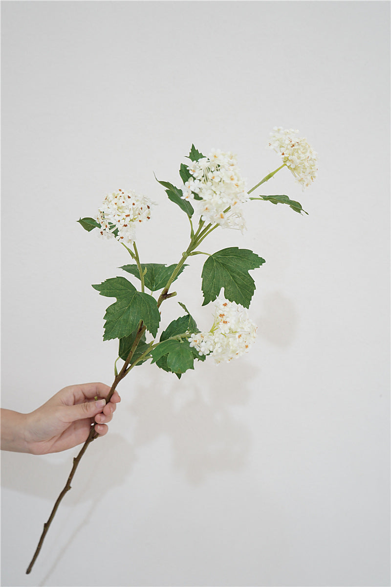 Artificial Snowball Viburnum Stem 28 Inch Faux Flower Foliage Rustic Floral Decoration