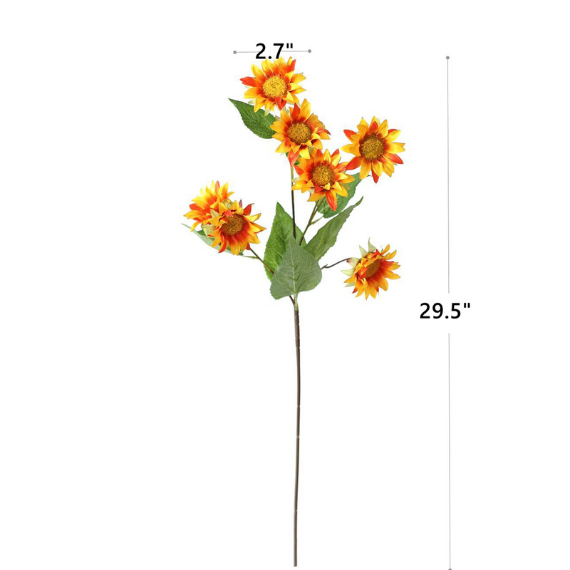29 Inch Artificial Silk Sunflower Long Stem Spray 10 Pcs Bulk Arrangement