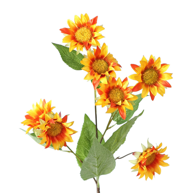 29 Inch Artificial Silk Sunflower Long Stem Spray 10 Pcs Bulk Arrangement