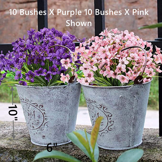10 Pcs UV Resistant Faux Flowers for Outdoors Bulk Artificial Silk Flowers