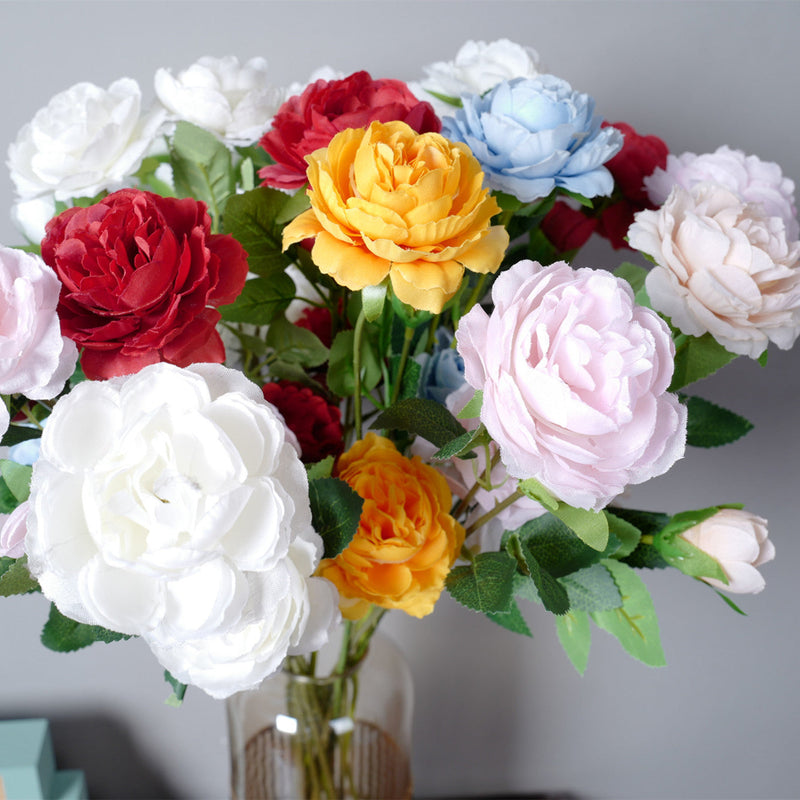 23 Inch Artificial Peony Stems Spray 10 Pcs Faux Silk Flowers Bulk Wholesale