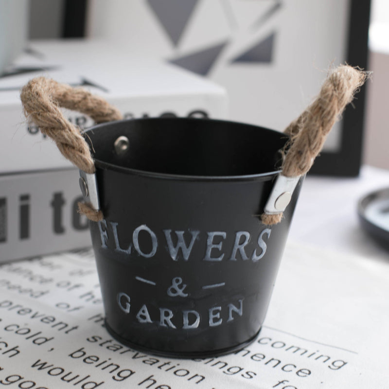 Metal Flower Bucket Pot 1 Pc Retro Country Style Decorative Letter Design