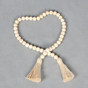 36 Inch Wood Bead String with Tassels Bulk Wholesale Natural Wood Material