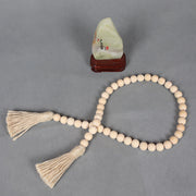 36 Inch Wood Bead String with Tassels Bulk Wholesale Natural Wood Material