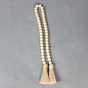 36 Inch Wood Bead String with Tassels Bulk Wholesale Natural Wood Material