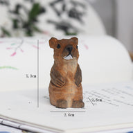 Wood Carved Marmot Decor & Keychain – 2 Styles (2.1” Tall) Handmade Animal Figurine