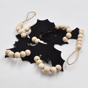 4.6 Ft Halloween Wood and Felt Bat Garland Banner, Bulk Bead Decoration