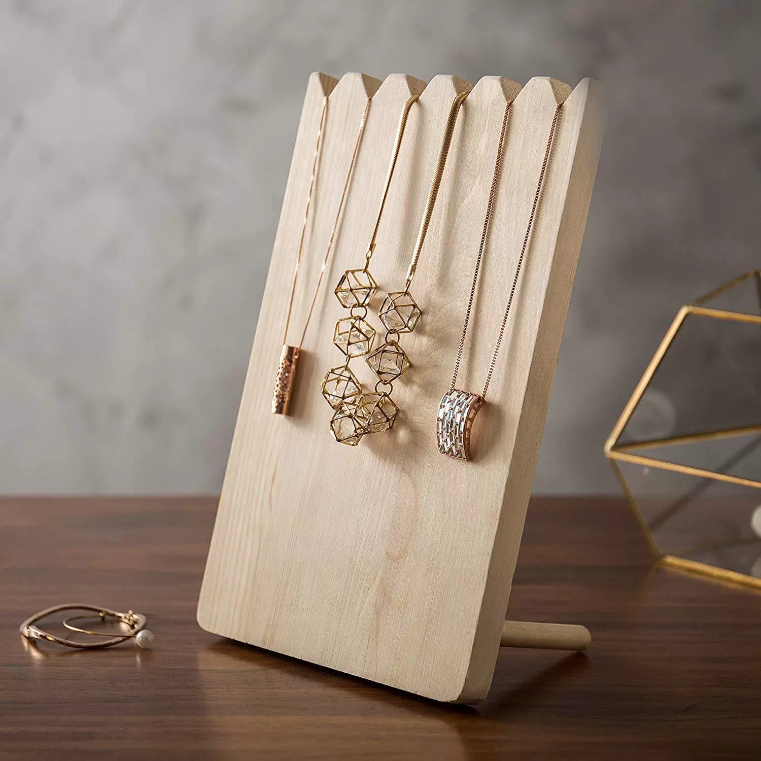 Wood Necklace Display Stand - Creative Jewelry Organizer for Store Windows & Home Deco