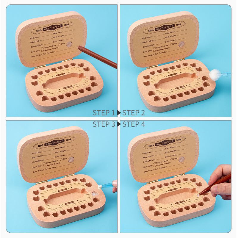 Wooden Baby Tooth & Hair Storage Box - Retro Radio Design - Memory Keeper