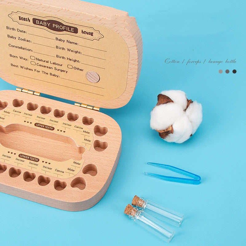 Wooden Baby Tooth & Hair Storage Box - Retro Radio Design - Memory Keeper