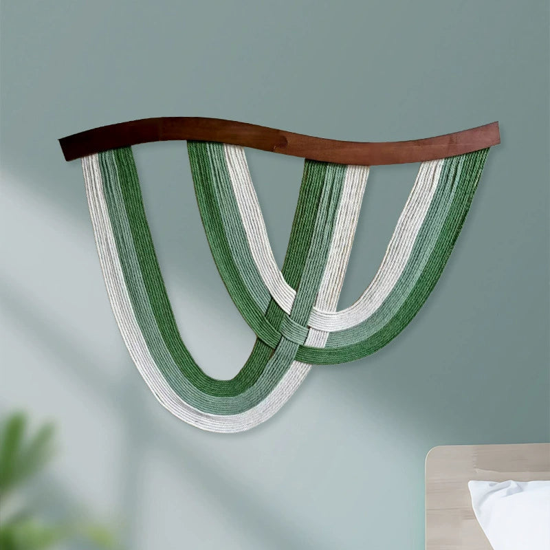 Wooden Board Macrame Wall Hanging – 31.5”x23.6” Boho Tapestry for Living Room, Bedroom & Hallway