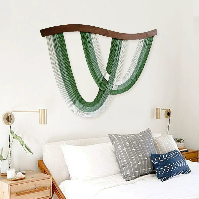 Wooden Board Macrame Wall Hanging – 31.5”x23.6” Boho Tapestry for Living Room, Bedroom & Hallway