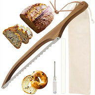 Wooden Bread Knife, 15.75 Inch Serrated Bread Bow Knife for Baguette & Toast, Anti-Bending Wooden Slicing Knife