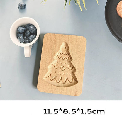 Wooden Christmas Cookie Molds Set - Cartoon Holiday Shapes for DIY Gingerbread & Biscuit Baking