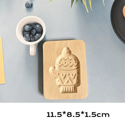 Wooden Christmas Cookie Molds Set - Cartoon Holiday Shapes for DIY Gingerbread & Biscuit Baking