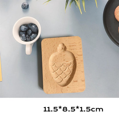 Wooden Christmas Cookie Molds Set - Cartoon Holiday Shapes for DIY Gingerbread & Biscuit Baking