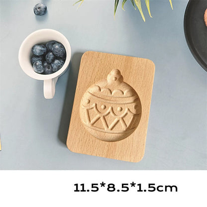 Wooden Christmas Cookie Molds Set - Cartoon Holiday Shapes for DIY Gingerbread & Biscuit Baking