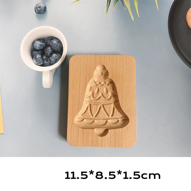 Wooden Christmas Cookie Molds Set - Cartoon Holiday Shapes for DIY Gingerbread & Biscuit Baking