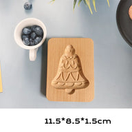 Wooden Christmas Cookie Molds Set - Cartoon Holiday Shapes for DIY Gingerbread & Biscuit Baking