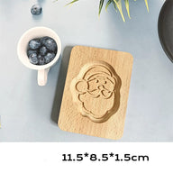 Wooden Christmas Cookie Molds Set - Cartoon Holiday Shapes for DIY Gingerbread & Biscuit Baking