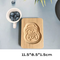 Wooden Christmas Cookie Molds Set - Cartoon Holiday Shapes for DIY Gingerbread & Biscuit Baking