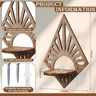 Wooden Geometric Floating Shelf - Diamond-Shaped Rustic Pine Wall Decor for Candles & Mini Accents