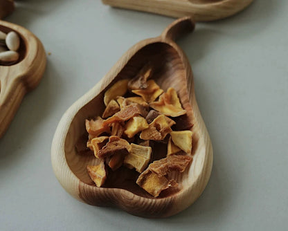 Wooden Animal Snack Trays Set Squirrel, Apple, Acorn, Pear Shapes