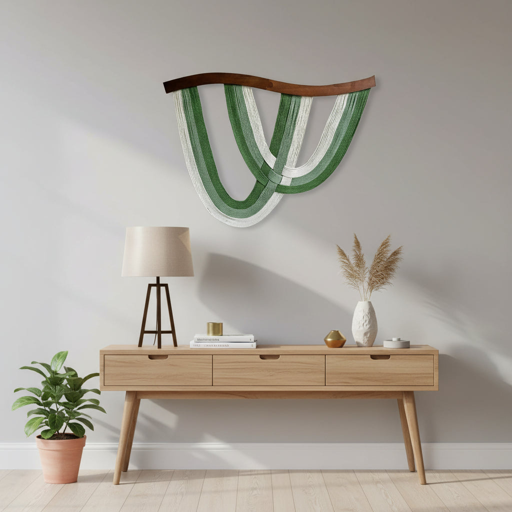 Wooden Board Macrame Wall Hanging – 31.5”x23.6” Boho Tapestry for Living Room, Bedroom & Hallway