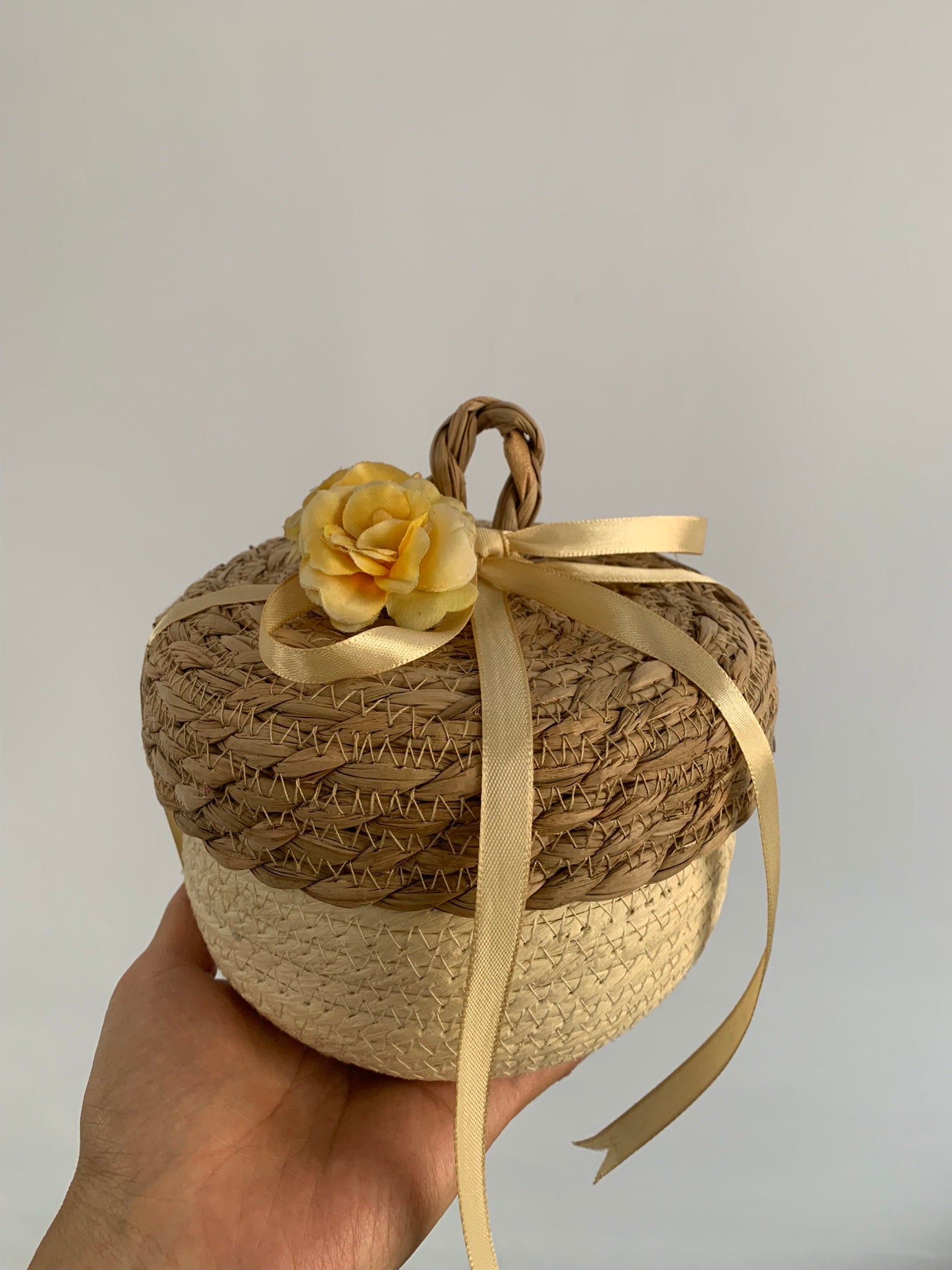 Woven  Desktop Storage For Flowers & Cotton Rope, 6.5×6.3 Inch