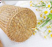 Glass Flower Vase with Rattan Cover Woven Seagrass Decor Vase, 10 Inch Artificial Plant Pot