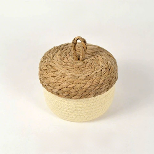 Woven  Desktop Storage For Flowers & Cotton Rope, 6.5×6.3 Inch