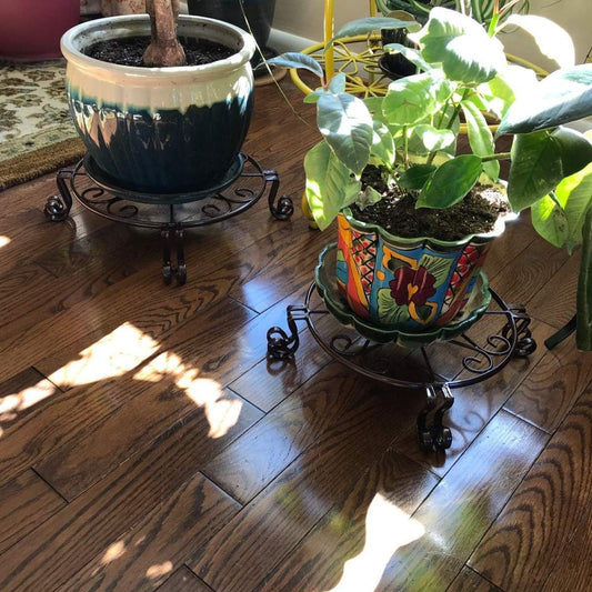 Wrought Iron Plant Stand, 11.8" & 9.4" Dia Options, Indoor Outdoor Flower Pot Holder for Balcony, Rustic Rack for Pothos, Spider Plants