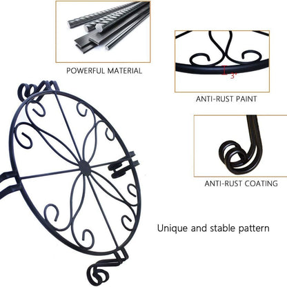 Wrought Iron Plant Stand, 11.8" & 9.4" Dia Options, Indoor Outdoor Flower Pot Holder for Balcony, Rustic Rack for Pothos, Spider Plants