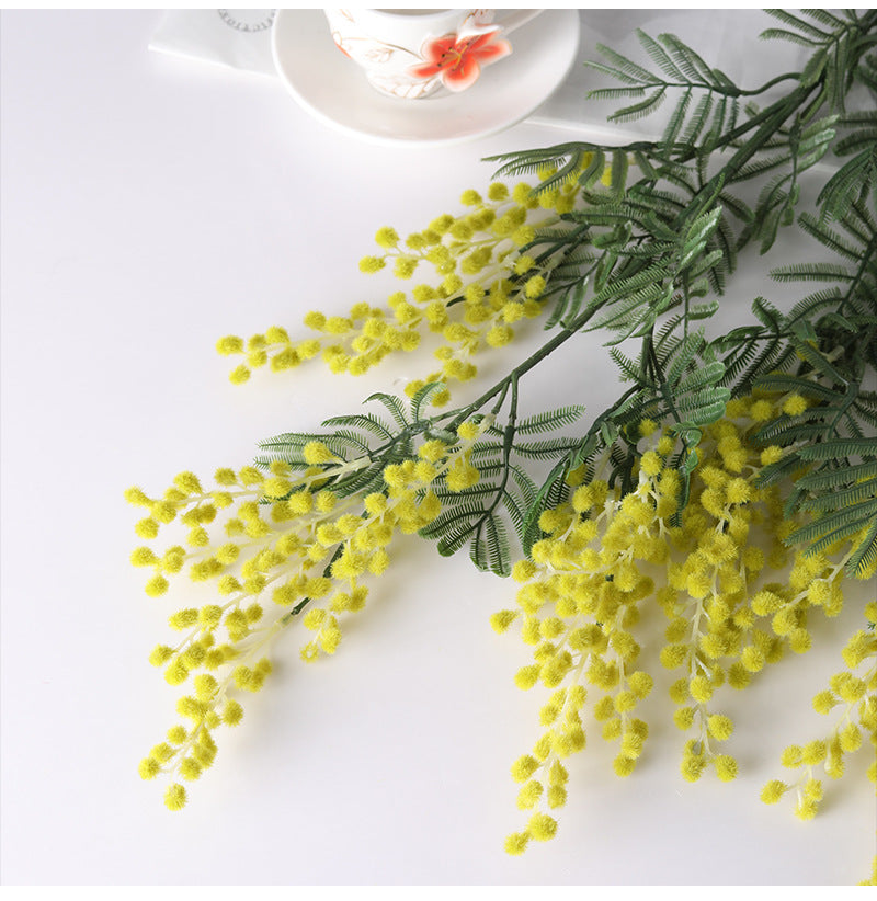 34 Inch Artificial Mimosa Flower Stems Branches Bulk Foliage Long Stems