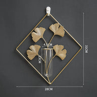 Bulk Wall Mounted Gold Metal Plant Stand with Glass Tube Vase Hanging Planter for Home Living Room Office Decor Wholesale