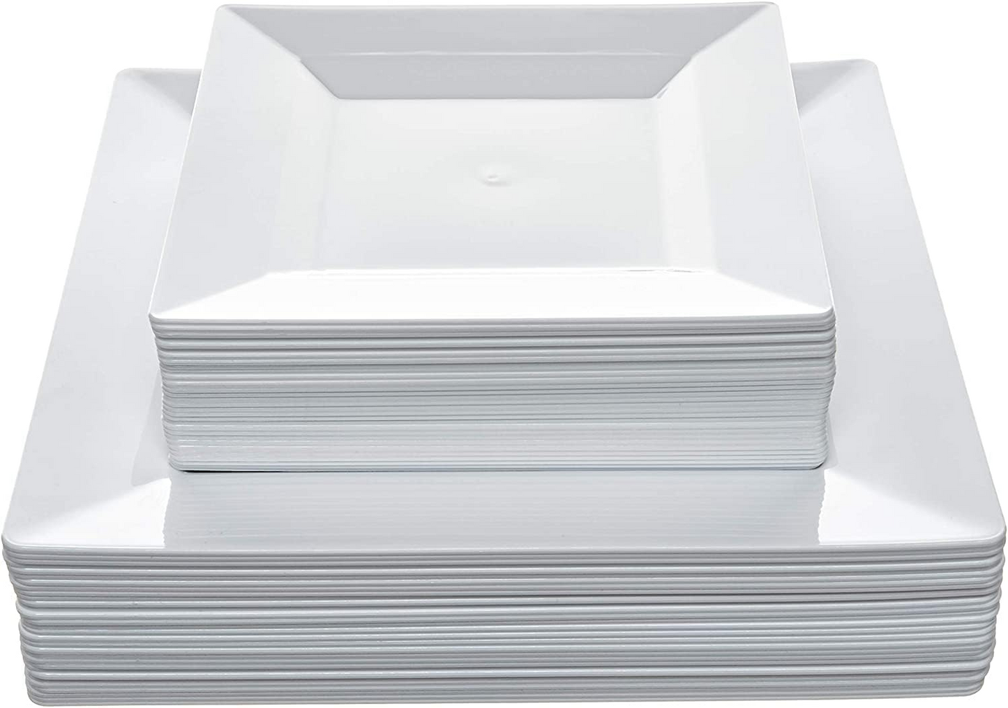 Bulk 50 Pcs White Square Disposable Plates Perfect for Christmas and Thanksgiving Parties Wholesale